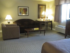 Our room at the Tuscany Inn & Suites. Not too shabby!